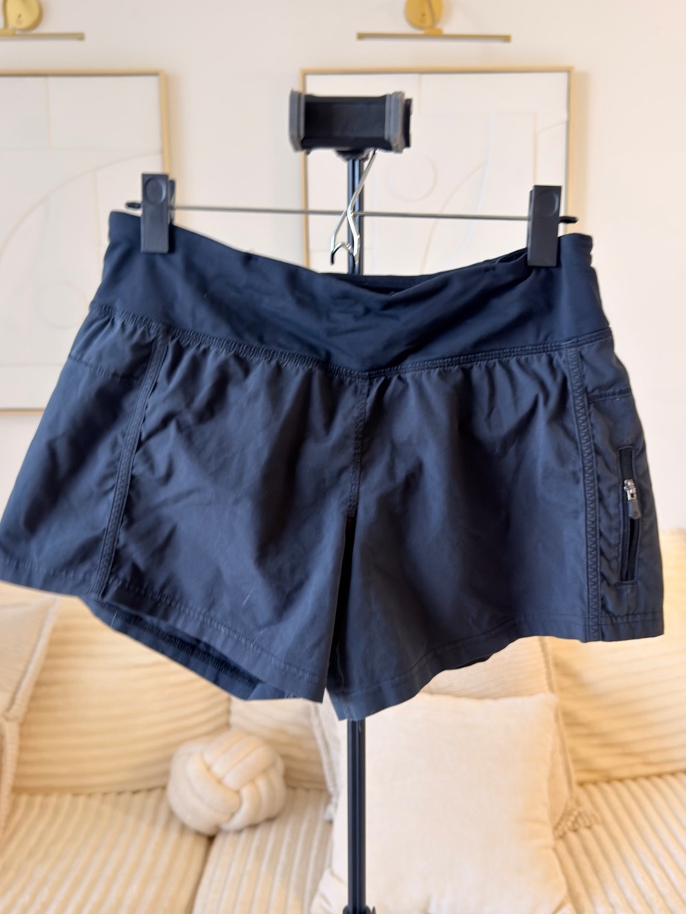 Lululemon Black Running Shorts – Built-In Liner & Zip Pocket